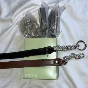 MICHE interchangeable straps with silver chain. Brand new in box never been used